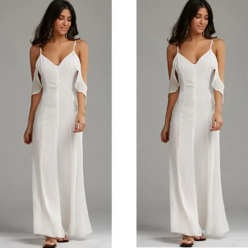 Женское длинное шифоновое платье без рукавов | Женская одежда