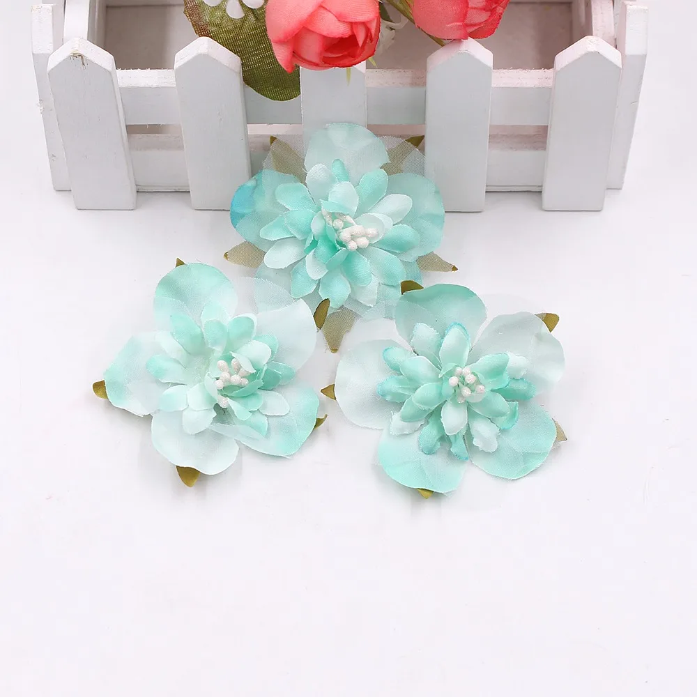 Tiffany Blue 10 шт. 6 см шелк искусственный цветок вишни свадебные декоративные ручной работы цветок DIY орех шляпа столовые приборы украшения Ремесло поддельные цветы - Цвет: Tiffany Blue