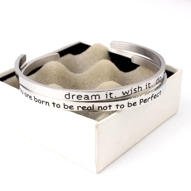 Браслет манжеты Dream It You Are Born из нержавеющей стали с гравировкой положительным