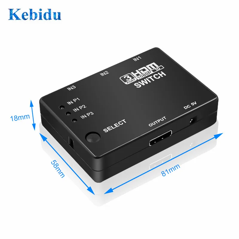 KEBIDU 3 порта видео HDMI совместимый коммутатор разветвитель для PS4 Для Xbox One HDTV DVD + ИК