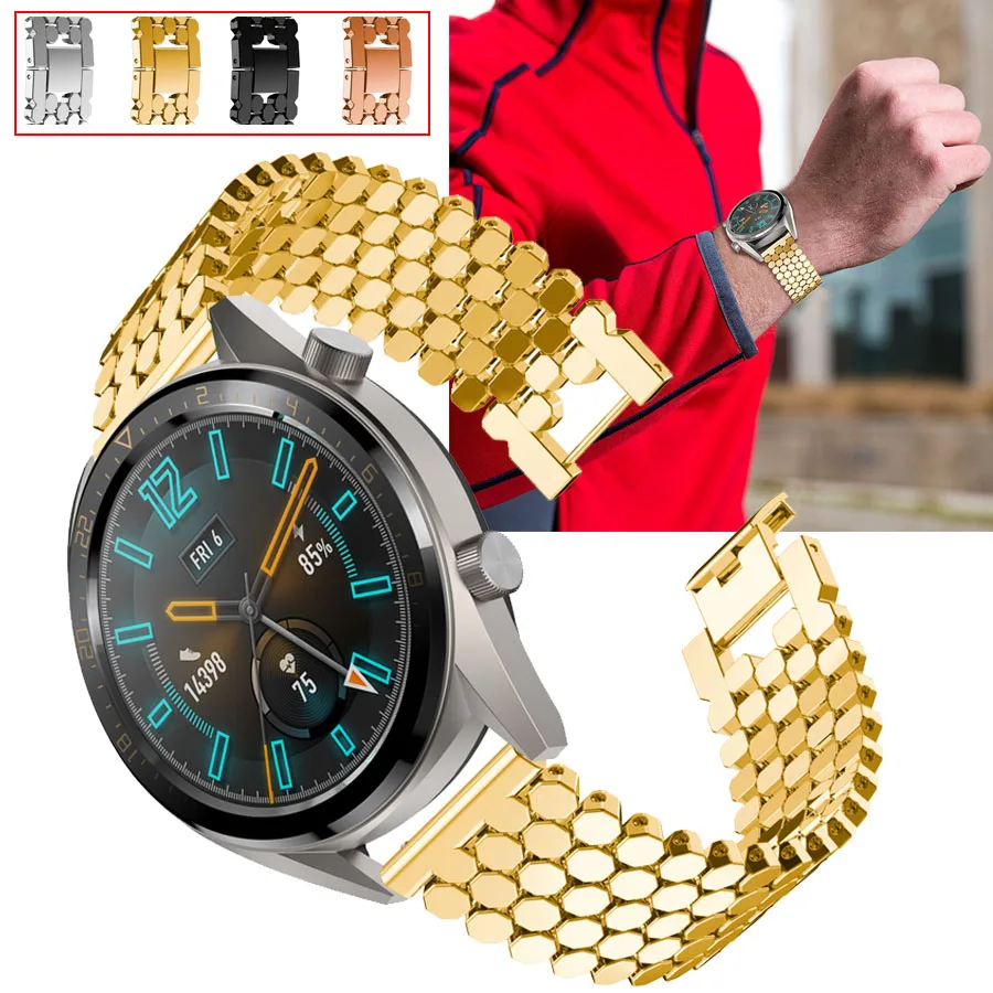 Сменный смарт браслет из нержавеющей стали для HUAWEI Watch GT ремешок часов 22 мм Xiaomi Huami