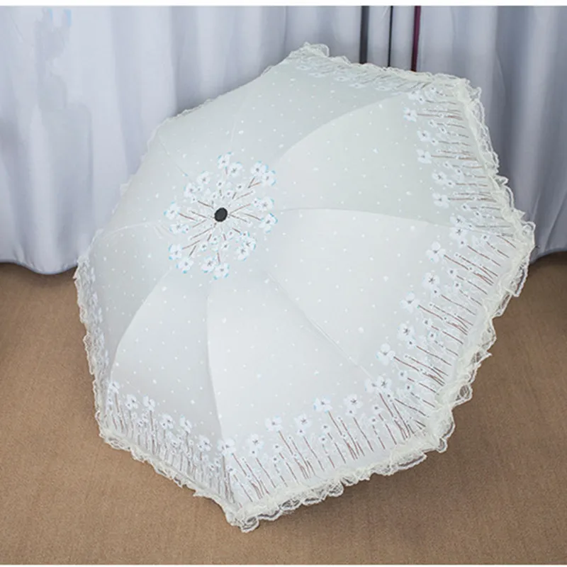 Creative lace reverse umbrella folding sunscreen Anti-UV lotus leaf sun rain women's tour lady parasol windproof | Дом и сад