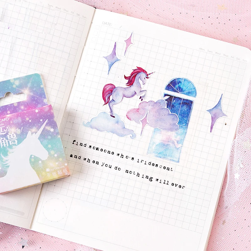 46 шт./кор. Dream Звездный и единорог Клей DIY стикер наклейка альбом дневник