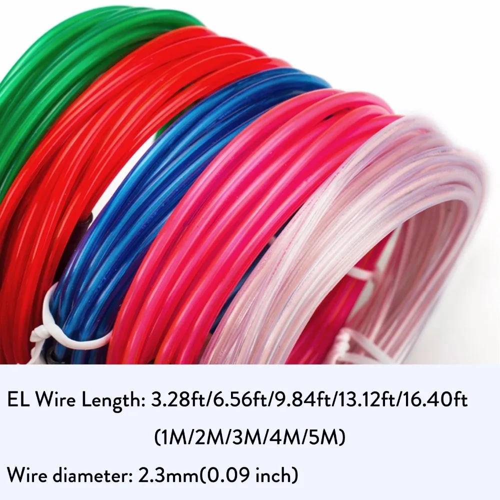 Неоновая танцевальная светящаяся лента EL Wire 1 м неоновая Светодиодная лампа +