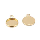 10 шт. Нержавеющаясталь подвесные подносы кабошон, гнездовая оправа заготовки для подвесок набор сделай сам для крафта Рамка для фотографии 12 мм золото