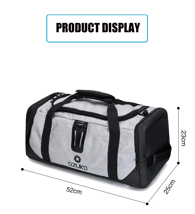 OZUKO New Multifunctional Large Capacity Men Travel Duffle Bag Waterproof Oxford Shoulder Bag Men's Backpack Luggage Handbags