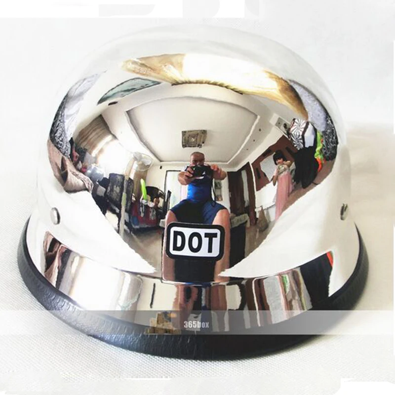 Немецкий хромированный зеркальный шлем военный электрический скутер DOT с открытым лицом круизер Чоппер шлемы мотоциклетная езда полуколпачок шлем