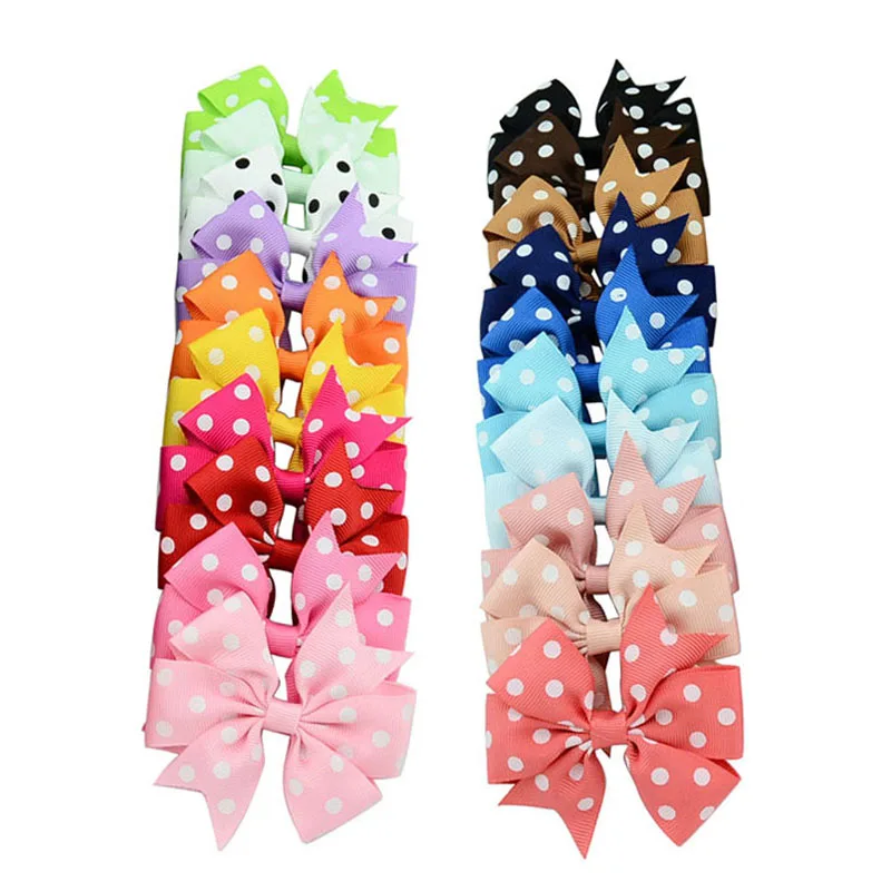 20 шт./лот DIY 3 дюйма Grosgrain ленты банты для девочек аксессуары волос с зажимом Бутик