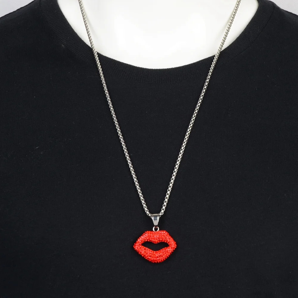 2019 Новый Goofan хип-хоп красная помада принт кулон ожерелье высокого качества из