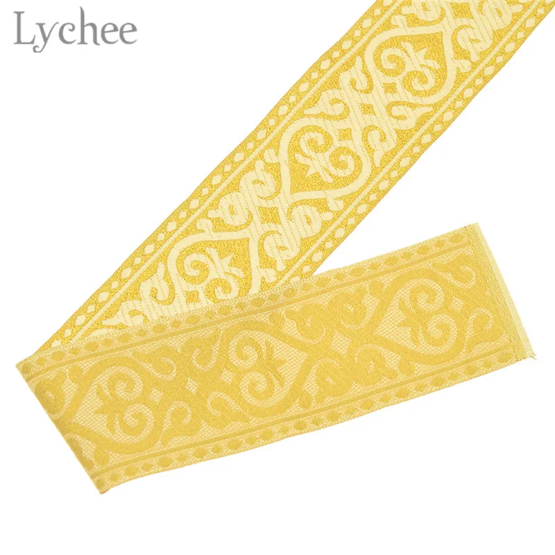 Lychee 9 ярдов светильник Золотая плетеная жаккардовая из полиэстера лента для