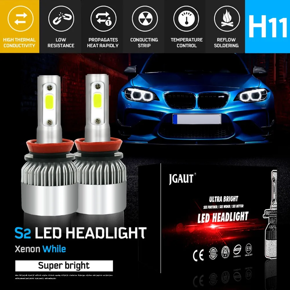 Modifygt S2 светодиодный H7 H4 H11 H1 H3 9005 9006 12 В 8000лм 6000 К COB автомобильный головной