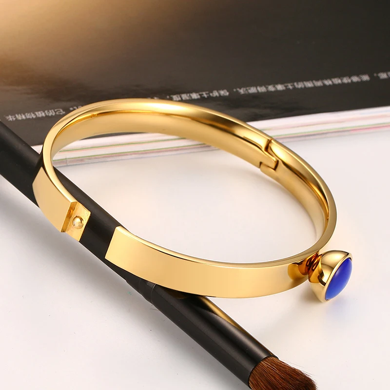 Vnox 4 опал Камни Замена Для женщин Браслеты на запястье и золото-цвет 8 мм