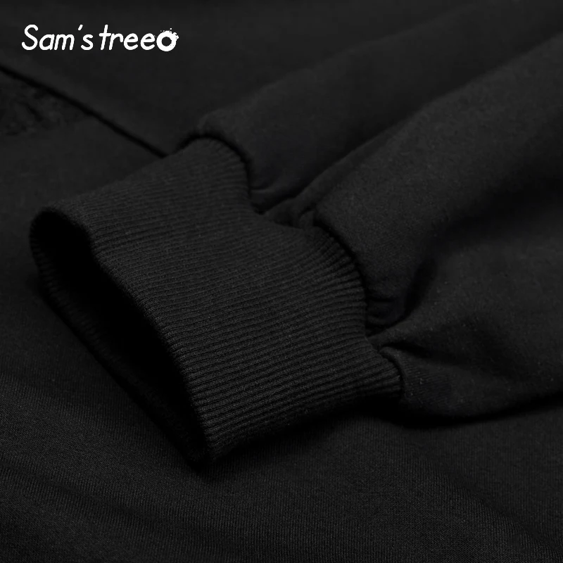 Черное однотонное женское платье с разрезом и завязками на капюшоне Sam's Tree, осень, повседневное цельное офисное женское платье с длинным рукавом