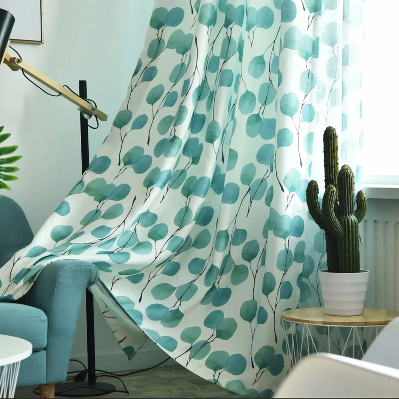 Скандинавские шторы с принтом листьев простые современные плотные занавески для