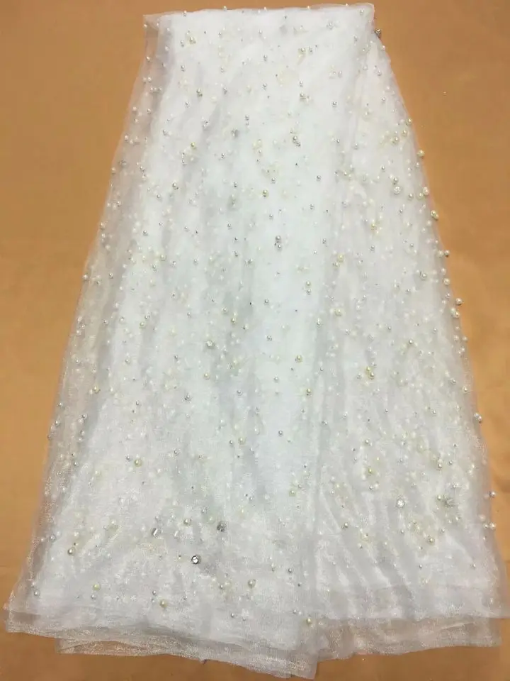 5 ярдов/шт чудесная Королевская Синяя французская кружевная ткань с бусинами и