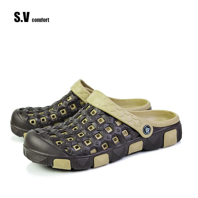 2017 Летняя Мода Мужчины Мулы Сабо Тапочки Дышащий Досуг Стиль Нескользящей