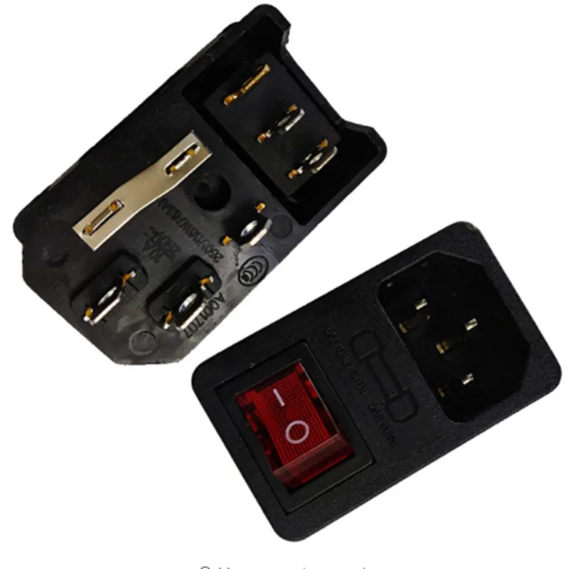 50 шт. черная розетка питания IEC320 C14 250 в 10 А с переключателем 3P крассветильник