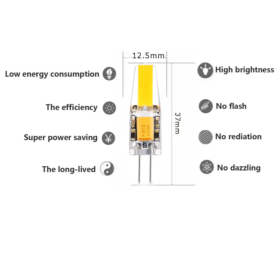 10 шт. G4 Светодиодные лампы 12 В COB AC DC 2 Вт лампе Luz Bombillas 1505 3000K 4000K заменить 30