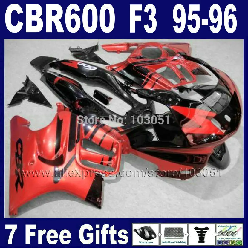 

ABS plastic OEM fairings for Honda CBR600 F3 1995 1996 CBR 600 F3 CBR600F3 96 95 red black road racing fairing kits & tank cover