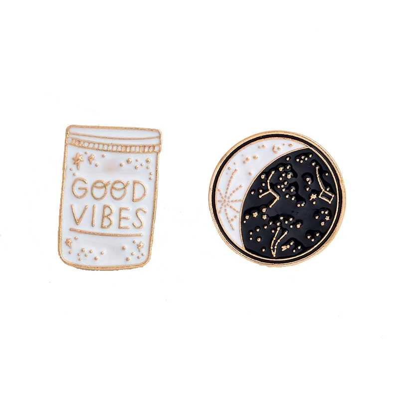 Великолепный звёздное небо Good vibes эмали штырь отворотом Созвездие булавки и