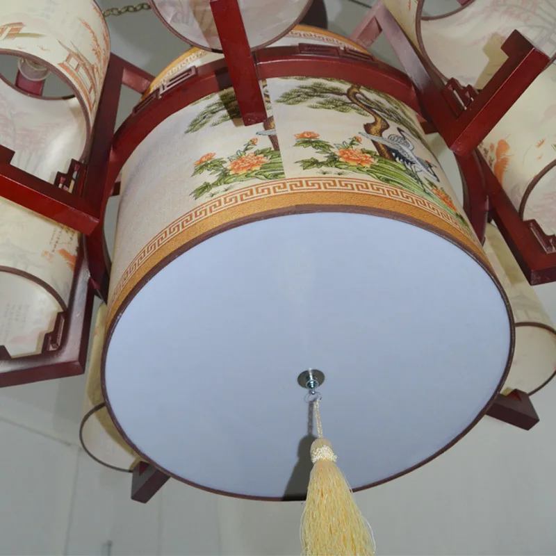 Chinese Wooden 8 / sheepskin large chandelier antique chandeliers living room hotel project lamps 9843 |