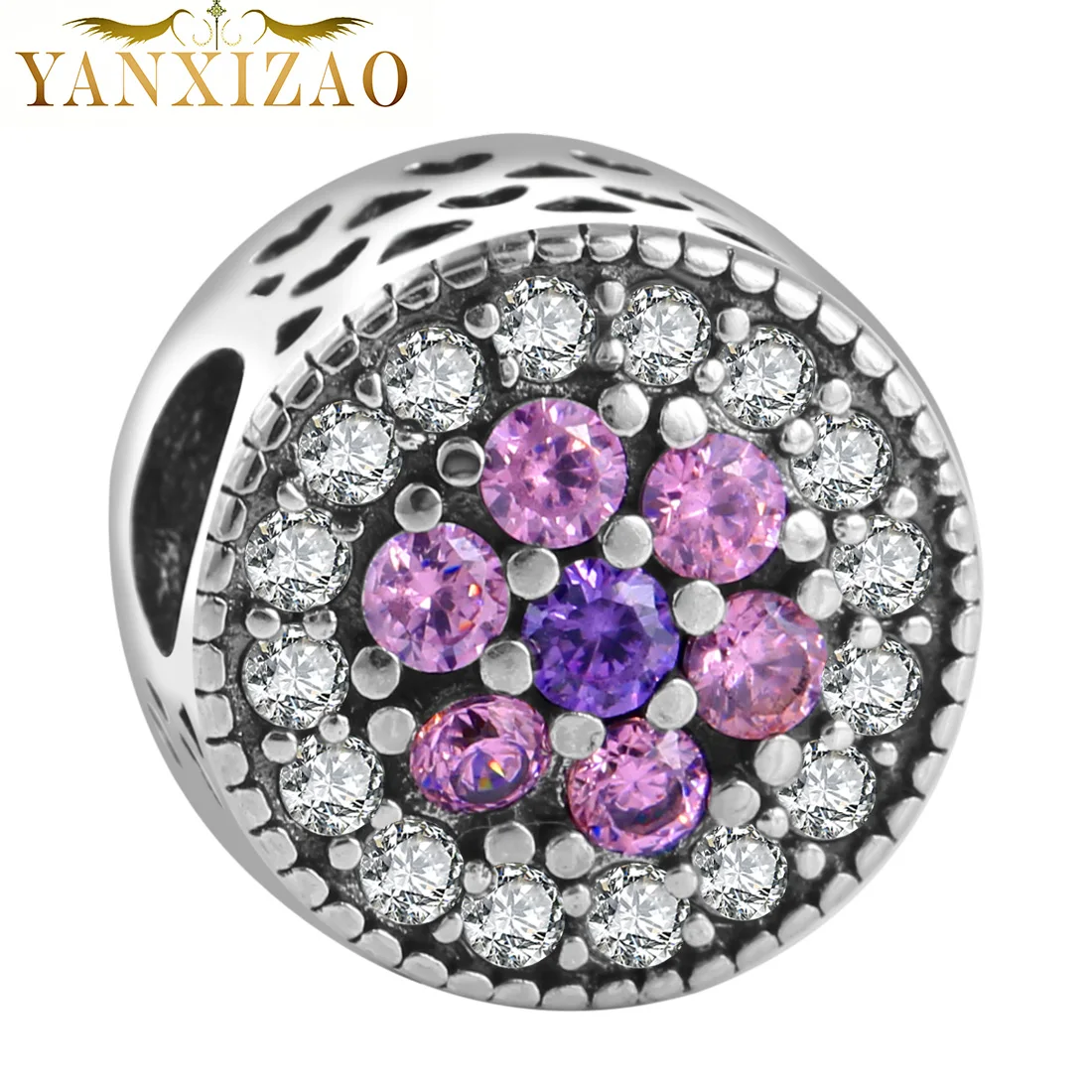 GW138 Горячие серебряные европейские бусины-подвески с фианитами Fit Pandora стиль браслет кулон ожерелье DIY Ювелирные изделия оригиналы - Цвет: GW138