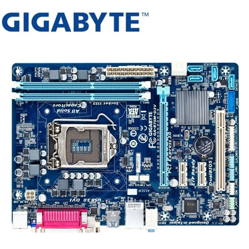 GIGABYTE GA B75M D3V рабочего Материнская плата B75 разъем LGA 1155 i3 i5 i7 DDR3 32G mикро ATX