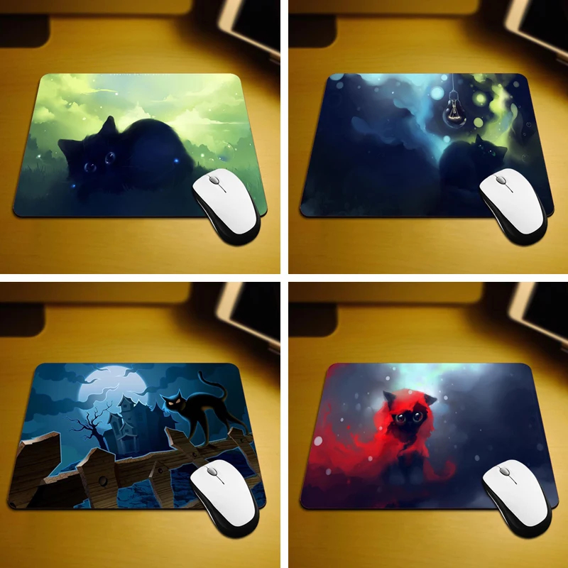 

Лучшие игровые коврики для мыши MaiYaCa с черным котом, резиновый коврик 18*22 см и 25*29 см коврики для мыши