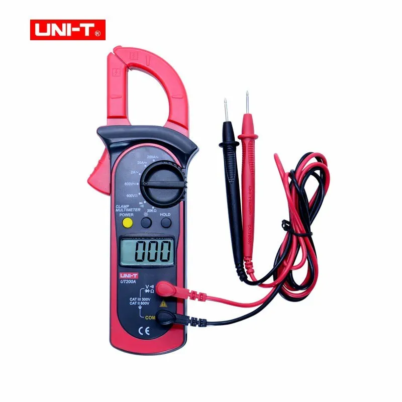 UNI-T UT200A цифровой клещи с ЖК-подсветкой Мультиметр ом DMM DC вольтметр переменного