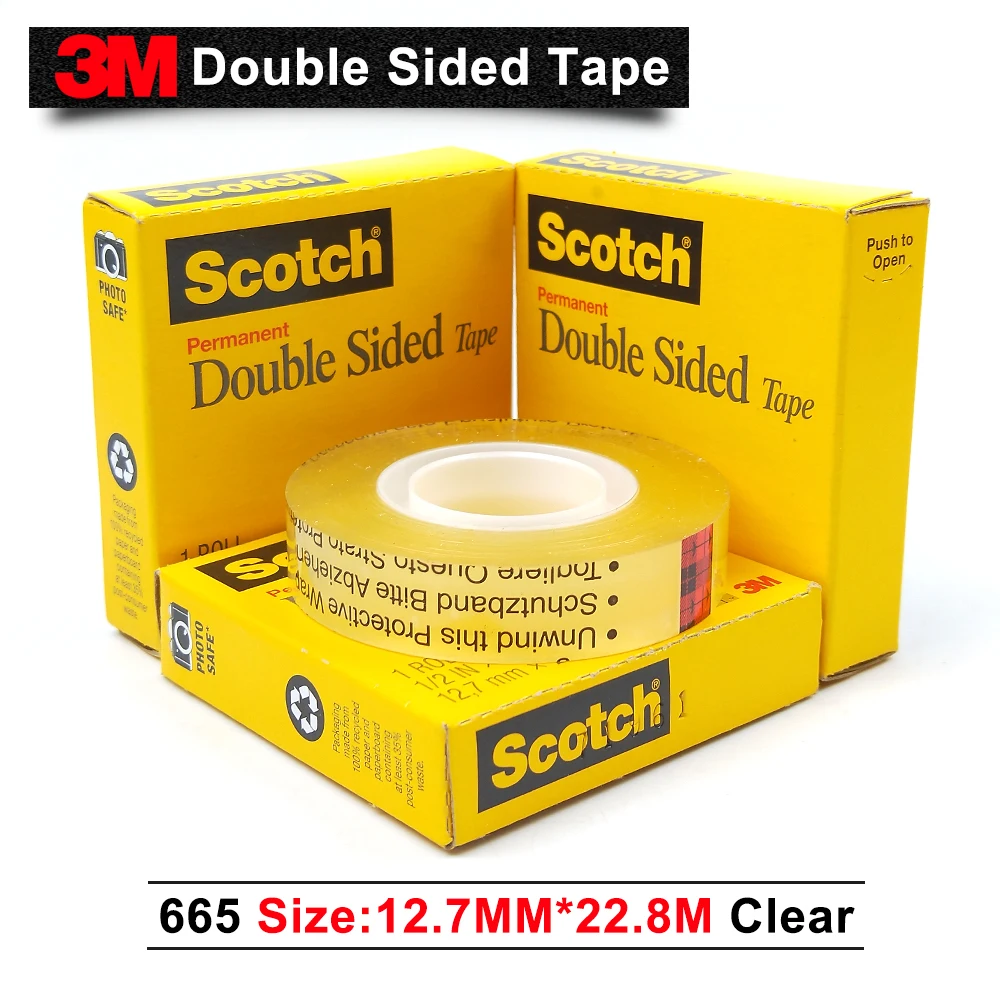 Лента скотч bopp 3m/3m 665 прозрачная Двухсторонняя клейкая 12 7 мм * 22 8 м 30 рулонов|3m scotch