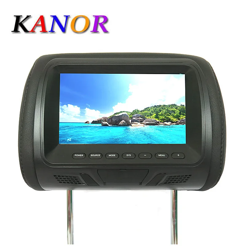 Автомобильный монитор KANOR, 7 дюймов, ЖК-дисплей, цифровой экран, автомобильный монитор на подголовник, регулируемое расстояние 105-230 мм, серый, черный, бежевый, 2 аудиовхода