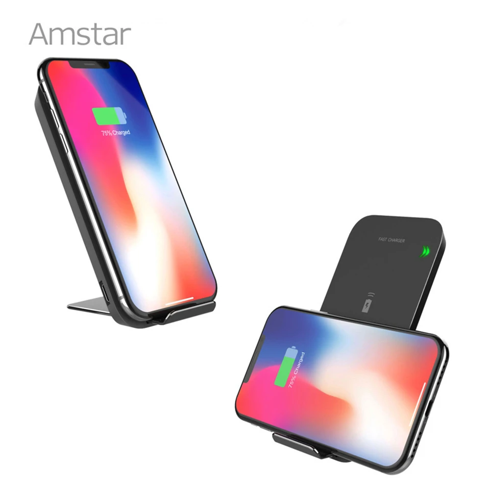Беспроводное зарядное устройство Amstar с двумя катушками для iPhone X XS Max XR 8 Plus 10 Вт Qi