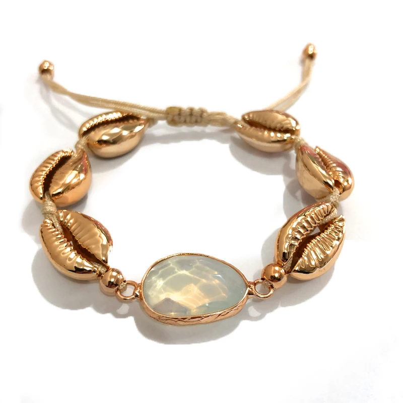 SHINUSBOHO harajuku ручная работа Пука оболочки pulseras для женщин золотой цвет Пауа