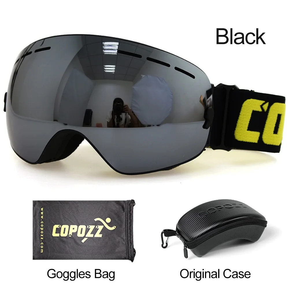Lens silver with box COPOZZ брендовые лыжные очки для мужчин и женщин, очки для сноуборда, очки для катания на лыжах с защитой от уф400 лучей, лыжные очки, противотуманные лыжные маски - Цвет: Lens silver with box