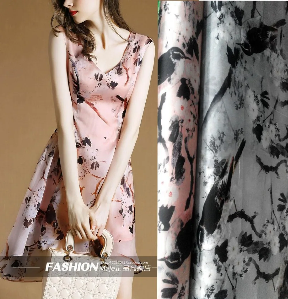 Цифровая печатная шелковая ткань шириной 2 цвета Шелковый материал органза