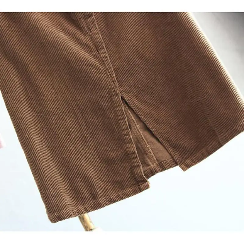 Женская Вельветовая юбка NFIVE Однотонная средней длины с высокой талией и