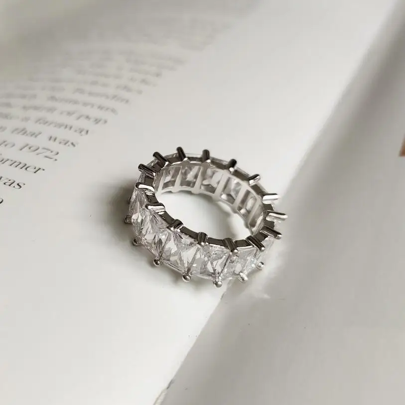 

Luxury Eternal Finger Ring 5A Zircon Cz 925 Sterling Silver Engagement Wedding Band Rings For Women Men bijoux Gift