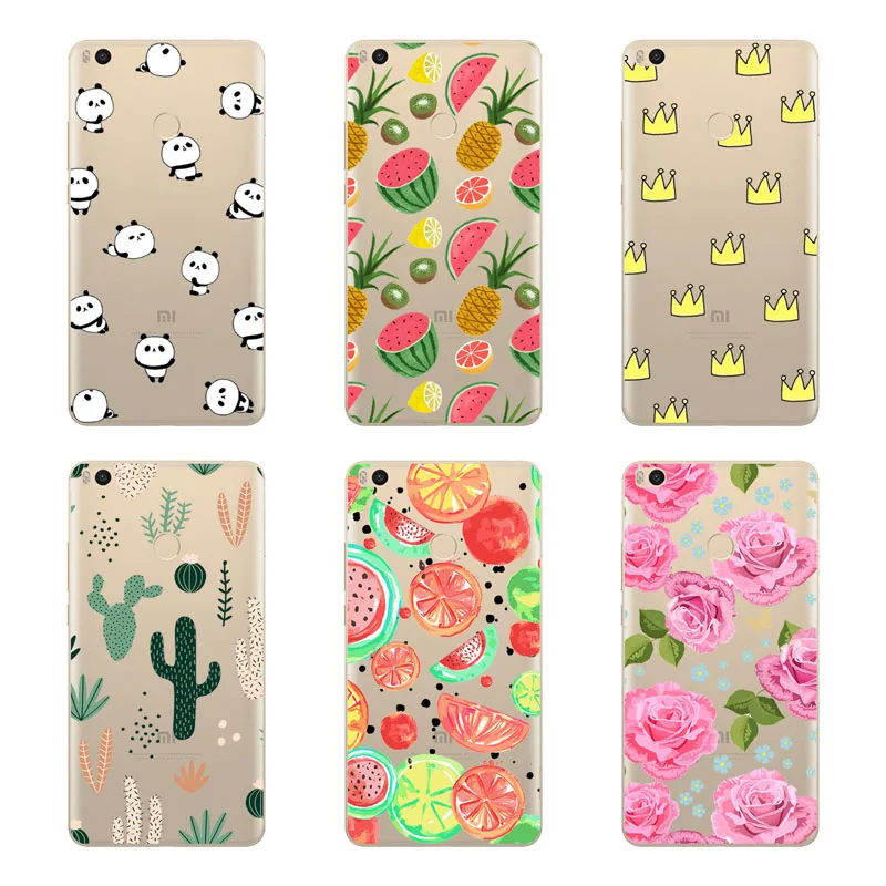xiaomi mi max 2 Case Silicon Black Painting flower Soft TPU Back Cover for Protect Phone cases shell |
