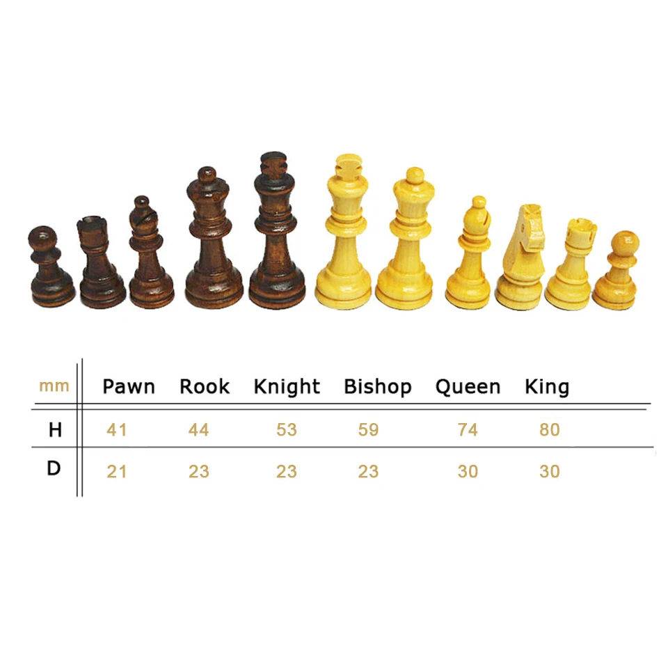 Комплект деревянных шахматных фигур BSTFAMLY King Высота 54/65/80/92/105 мм удобные