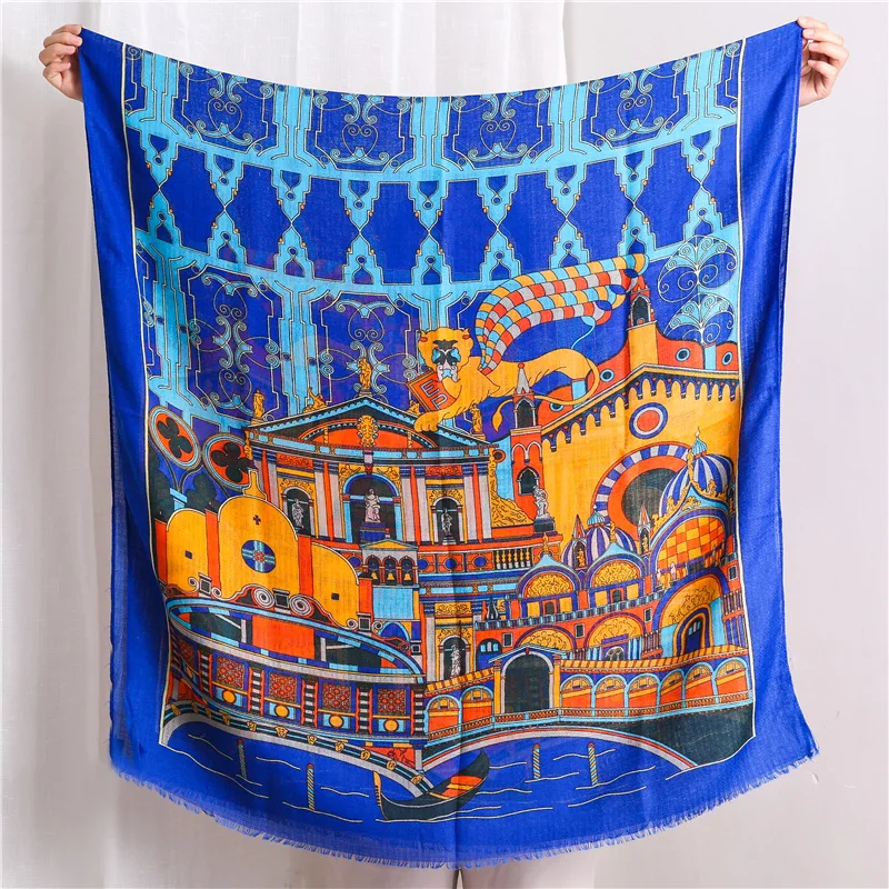 Роскошный брендовый Африканские Этнические синие шарф длинная шаль из вискозы