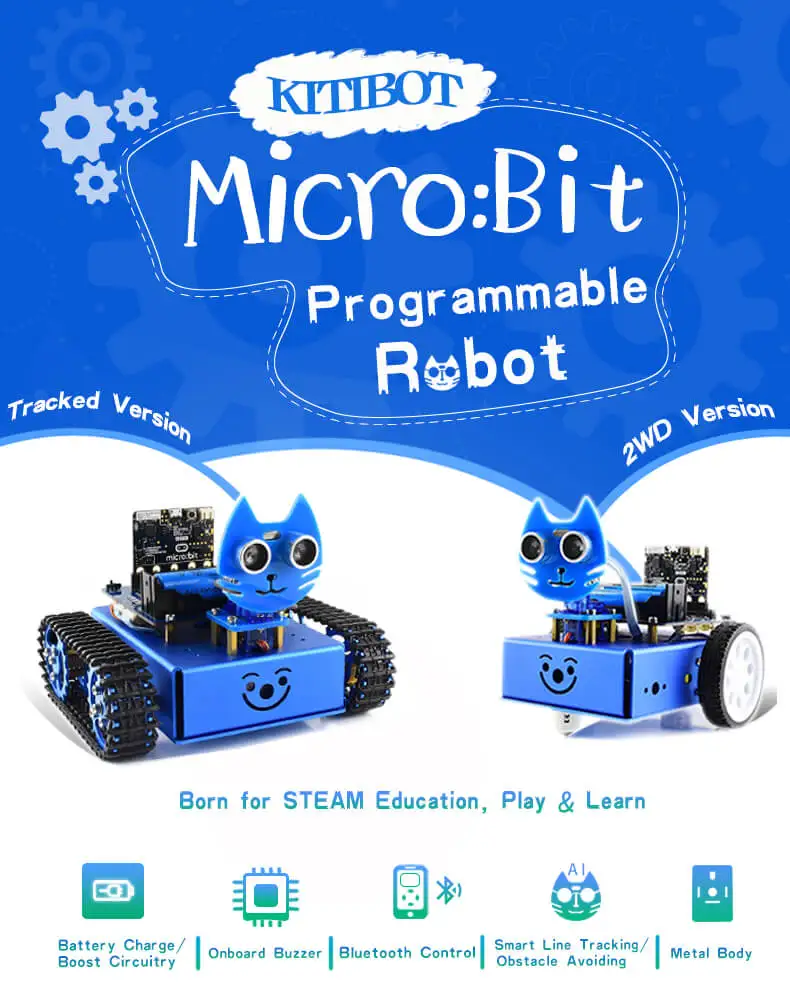 Набор для сборки гусеничного робота Waveshare KitiBot starter micro:bit с контроллером BBC