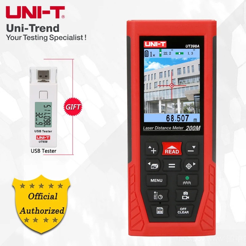 Лазерный дальномер UNI T UT398A 200 м Инфракрасный измерительный прибор с цветным