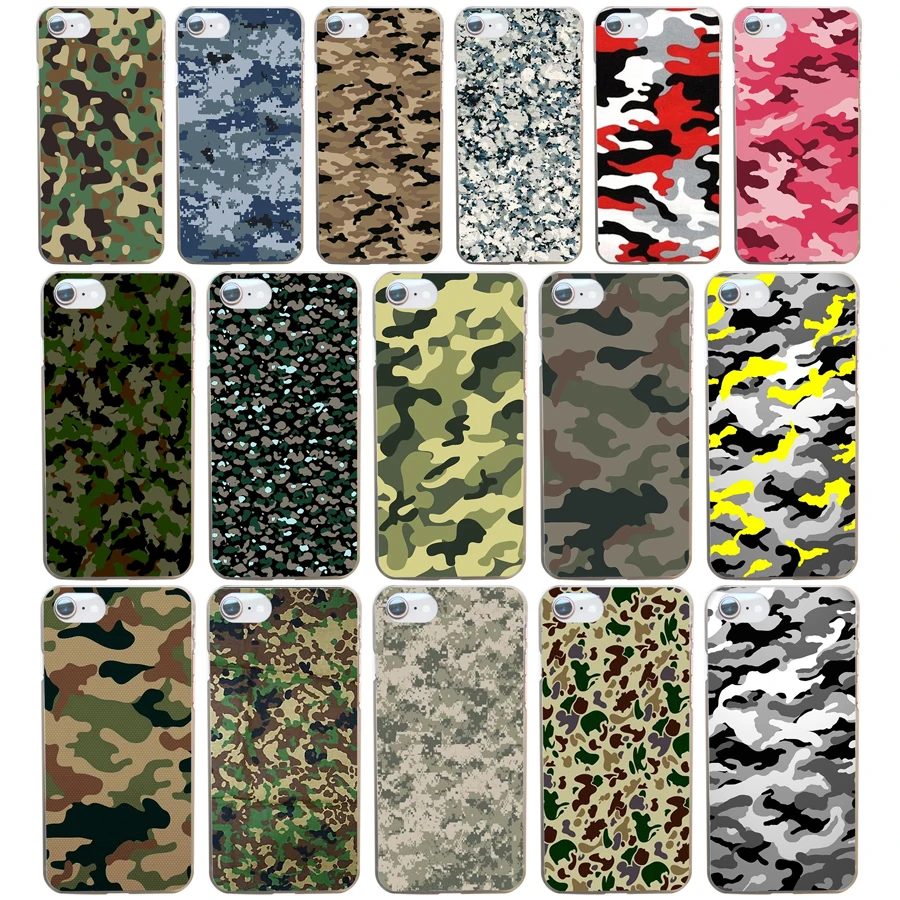 Камуфляжный военный армейский жесткий прозрачный чехол для Iphone 4 4s 5 5s Se 6 6s 8 Plus 7