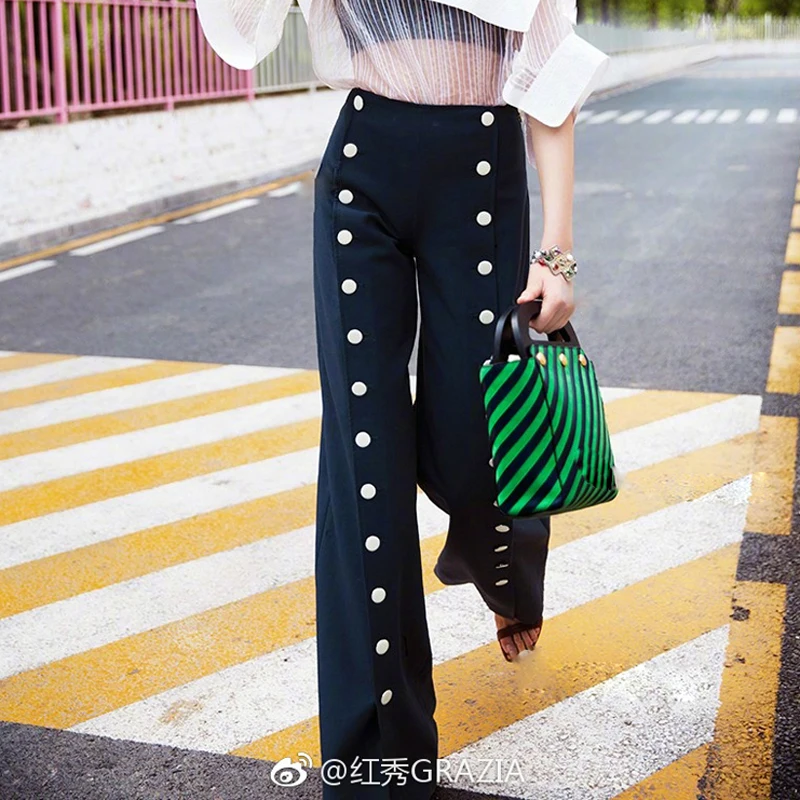Высокая уличная женская одежда наивысшего качества свободные широкие брюки