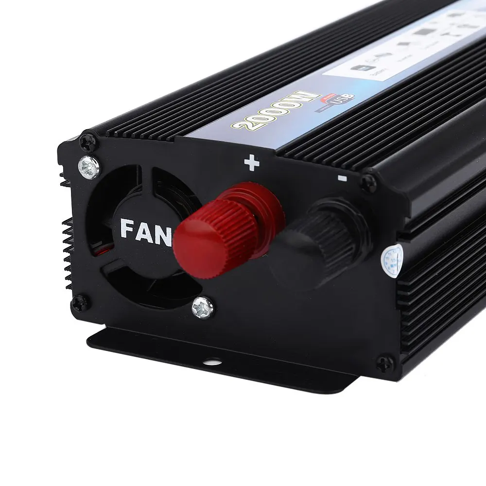 Rectangle Car Power Inverter DC 12V to AC 110V 60Hz AUTO 2000W Black Vehicle USB Port Supply Switch | Автомобили и мотоциклы