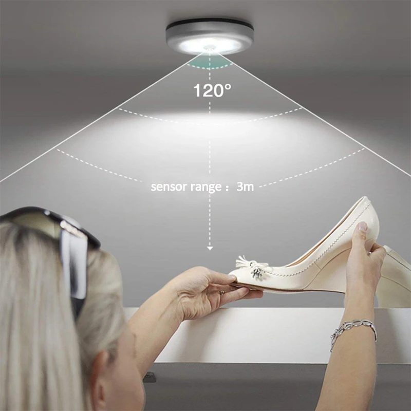 

PIR Motion Sensor 6leds Led Under Cabinet Lights Dry Battery Night Light Wireless wall Lamp kitchen stair warm white Lighting