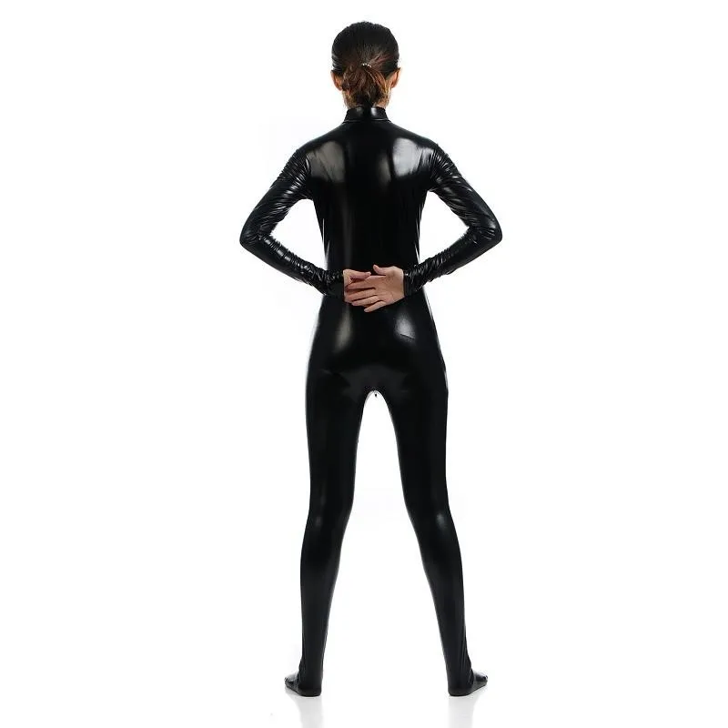 Unitard черный облегающий комбинезон с длинными рукавами лайкра Золотая водолазка металлик Zentai боди блестящие металлические Вечерние боди сценический костюм