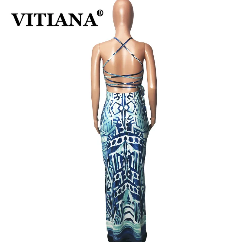 VITIANA женское сексуальное длинное пляжное платье лето 2019 платье-карандаш без