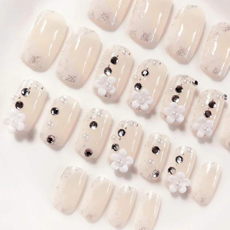 Накладные ногти мраморные невесты 24 шт маленький бюстгальтер градиент зеленые