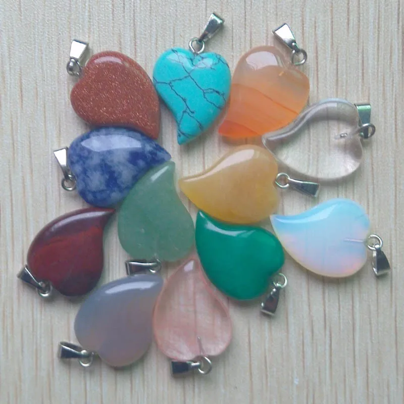 Модные подвески в форме сердца с изгибом 2018 смешанные натуральные камни для